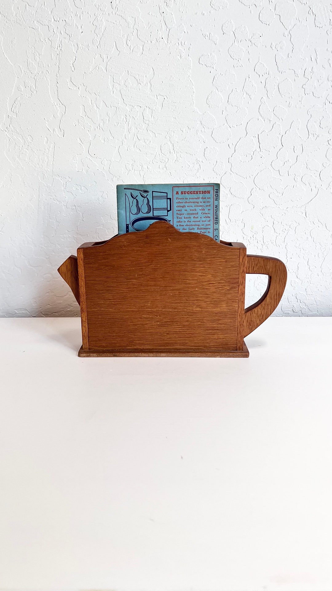 Retro Kitchen Organizer Wooden Teapot Recipe Holder - Etsy