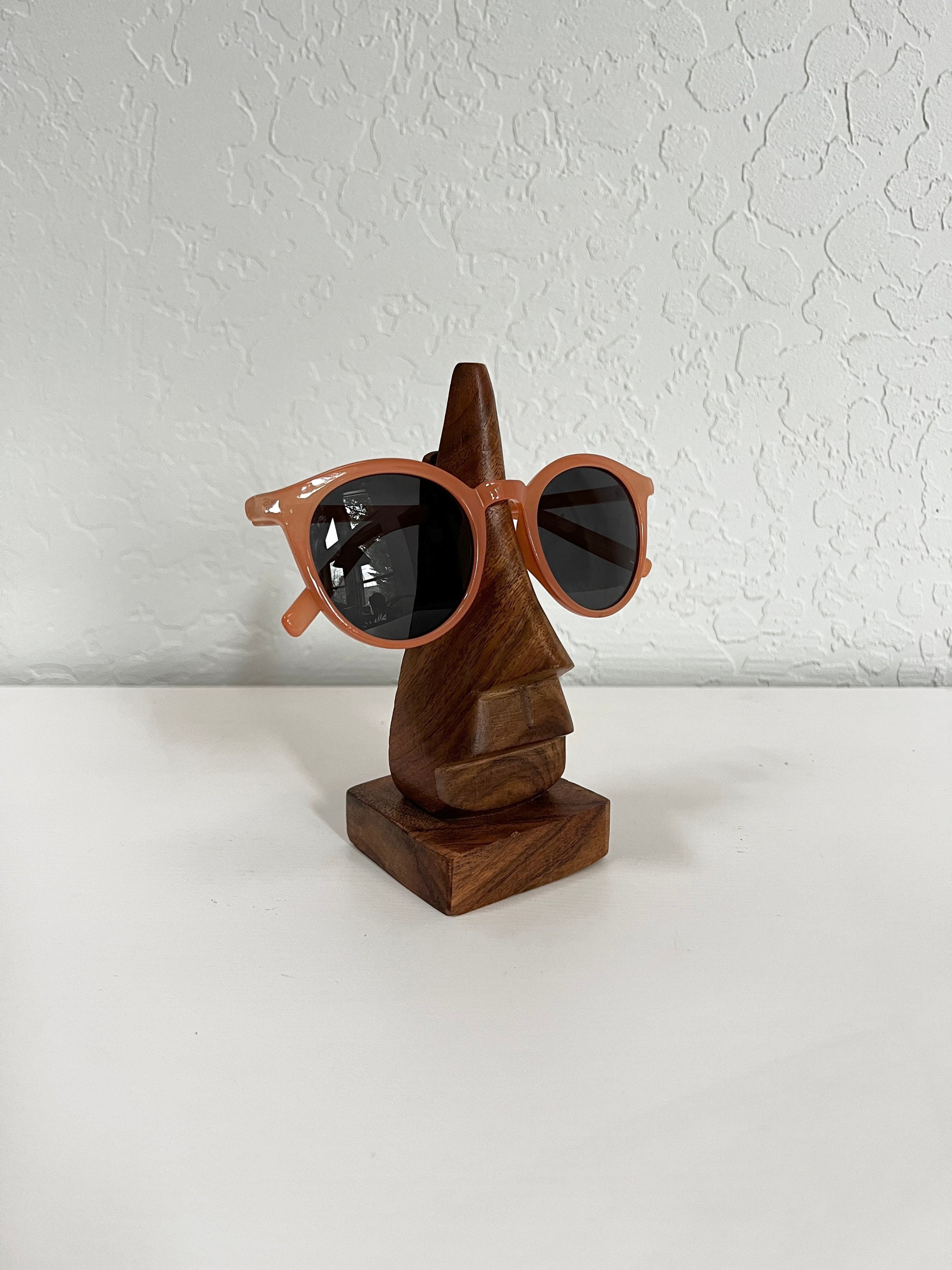 NIRMAN 6 Inch Wooden Nose Shaped Eyeglass Holder/Spectacle Display  Stand-Unique Desktop Accessory and Gifts Home Décor
