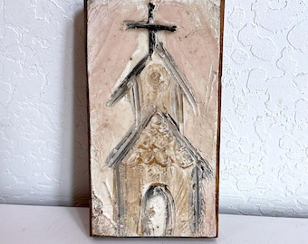 Original Abstract Church Painting on Board