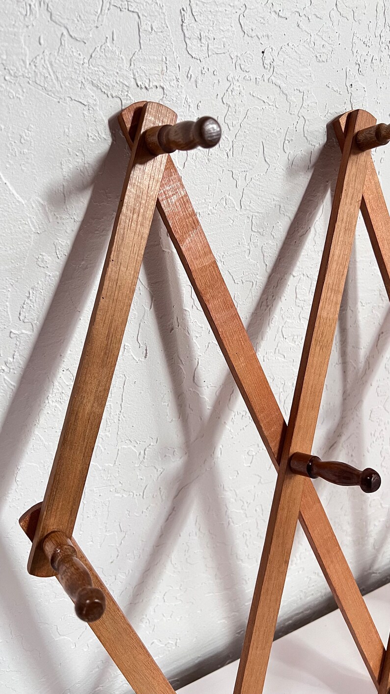 Large Vintage Peg Rack Accordion Rack Wall Organizer Wood Coat Rack Etsy