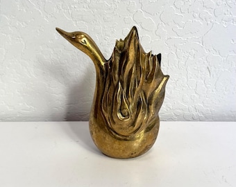 Vintage Brass Swan Vase