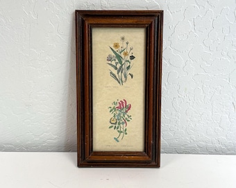 Hermosa obra de arte floral / Lámina de arte vintage enmarcada