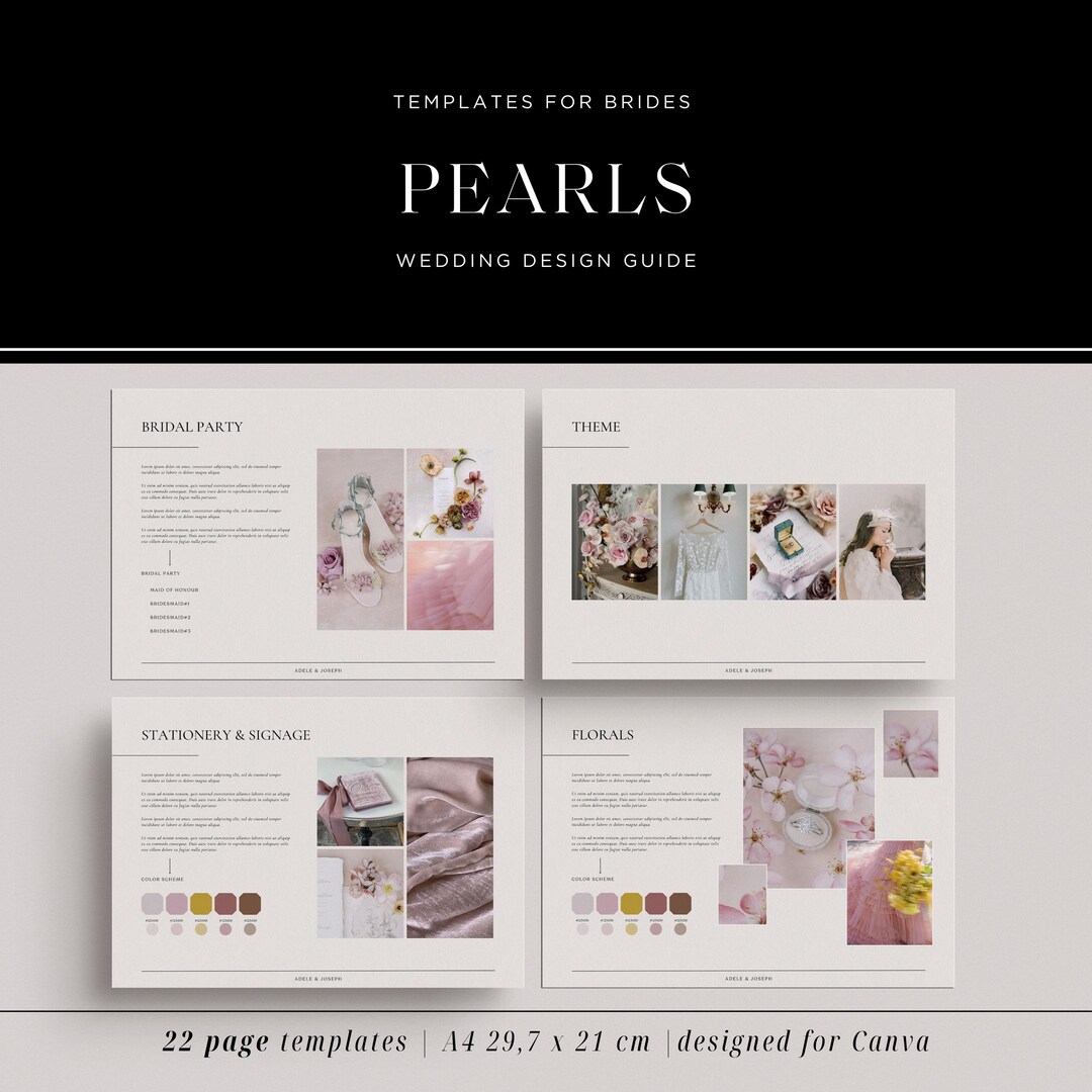 Elegant Wedding Design Mood Board | Canva Template (A4) - Etsy