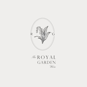 Premade Logo Design | Vintage Botanic Logo | Garden Logo | Retro Floral Frame Logo Design | Lily of the Valley Logo | Fine Arts Logo