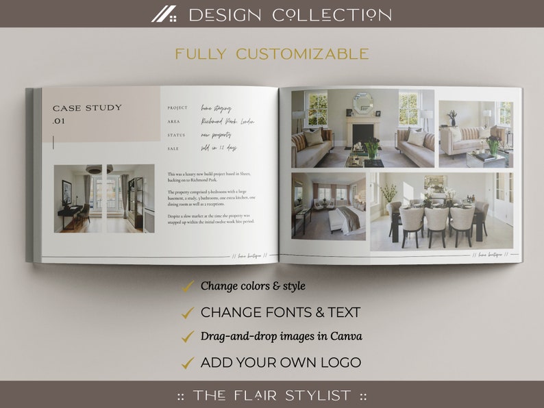 A4 Home Staging Brochure Home Stylist Book Template Interior Designer
