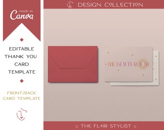 Beauty Stylist Thank You Card | Thank You Card Template | Spa Studio Thank You Card | Makeup Artist Template | Spa Studio | Beauty Shop Card