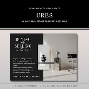 postale de propriété immobilière de luxe | Modèle exclusif de toile pour l'immobilier | Marketing immobilier noir élégant | Ensemble de médias immobiliers