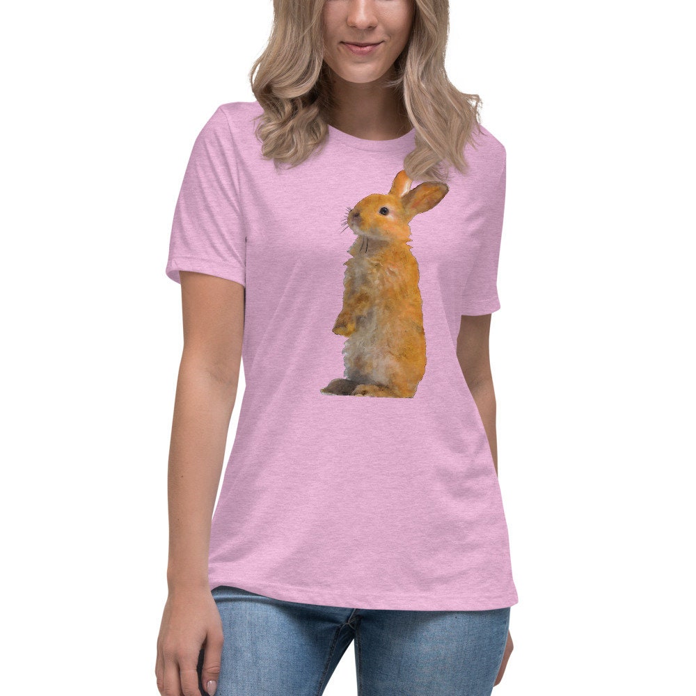Lilac Women's Relaxed T-shirt. Little Ginger Rabbit Shirt. Cute Animal ...