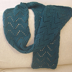 Wife gift. Ladies teal scarf Green scarf. Hand knit scarf. Woman lace scarf. Merino wool scarf. Gift-for-mom Teal winter scarf Made to order