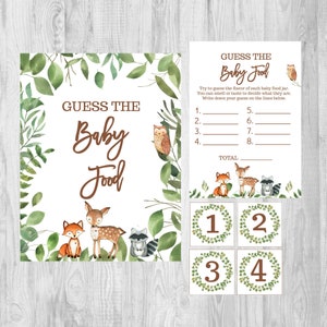 Woodland Guess the baby food game, Forest friends Guess the baby food, Baby Shower Guess The Baby Food, Instant Download
