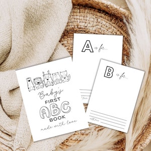 Woodland Baby Shower ABC Book, Animal Baby Shower Activity, First Alphabet Book, Printable Baby&#39;s First ABC Book, Baby ABC Game, printable