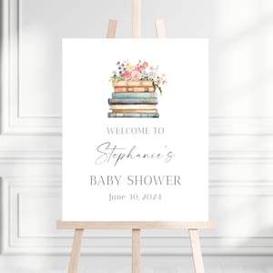 Storybook baby shower welcome sign, customized Book Themed Baby Shower Sign Printable, Library Baby Shower Sign