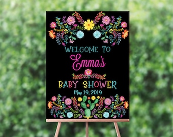 Fiesta Baby Shower Welcome Sign: Mexican Floral Decor (Digital Download)
