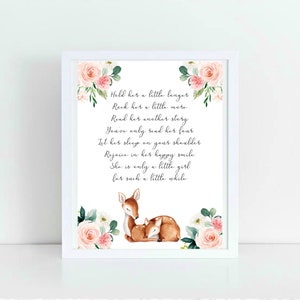 Abrázala un poco más, diseño de guardería de ciervos estilo bohemio con diseño de bosque, imprimible, decoración de guardería para niñas, archivo digital de guardería de acuarela con diseño de ciervos estilo bohemio para niñas.