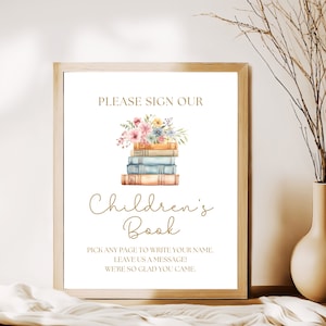 Veuillez signer notre livre pour enfants, livre d'histoires pour baby shower, livre pour enfants, douche, pile de livres
