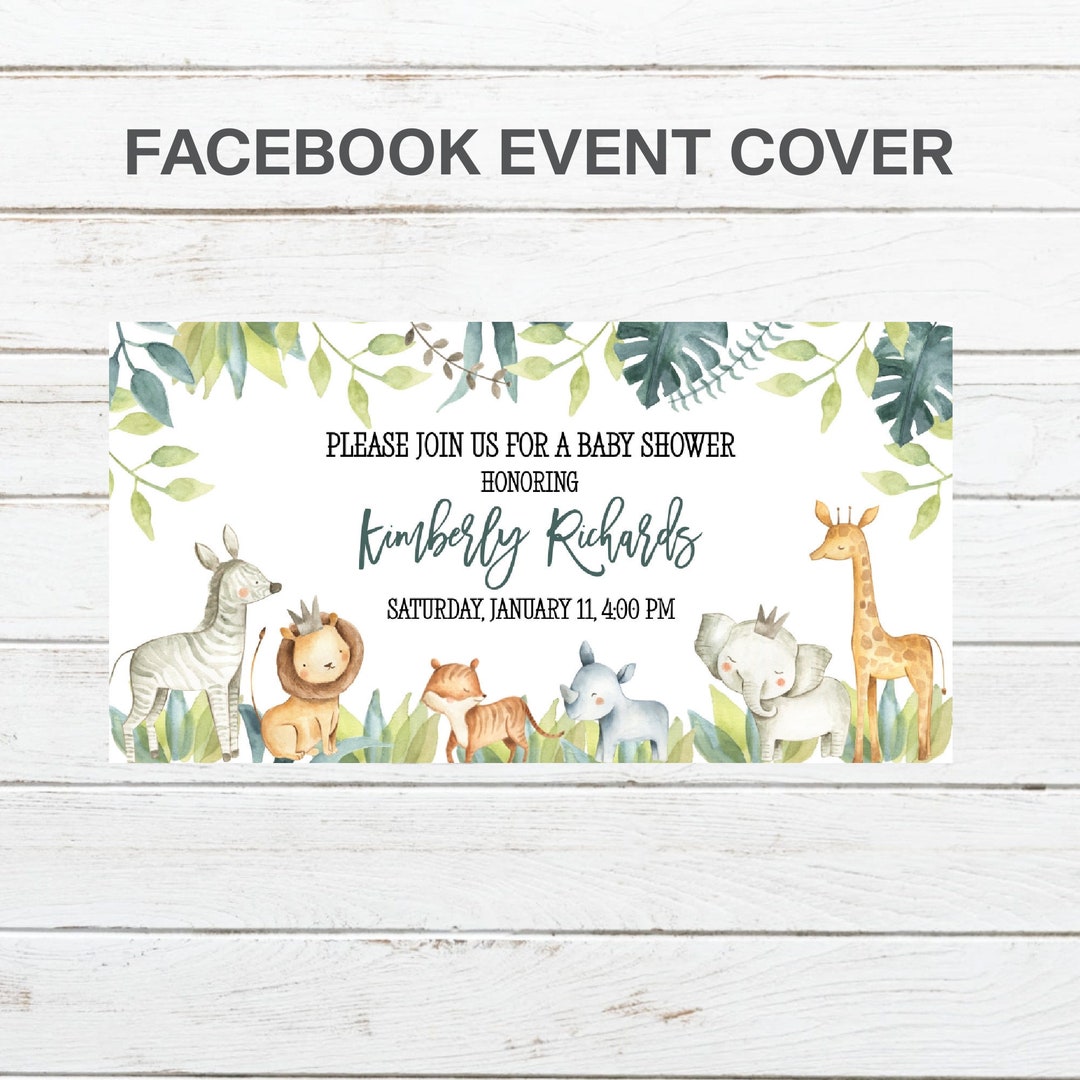 EDITABLE Virtual Baby Shower Facebook Event Cover Photo Jungle Safari