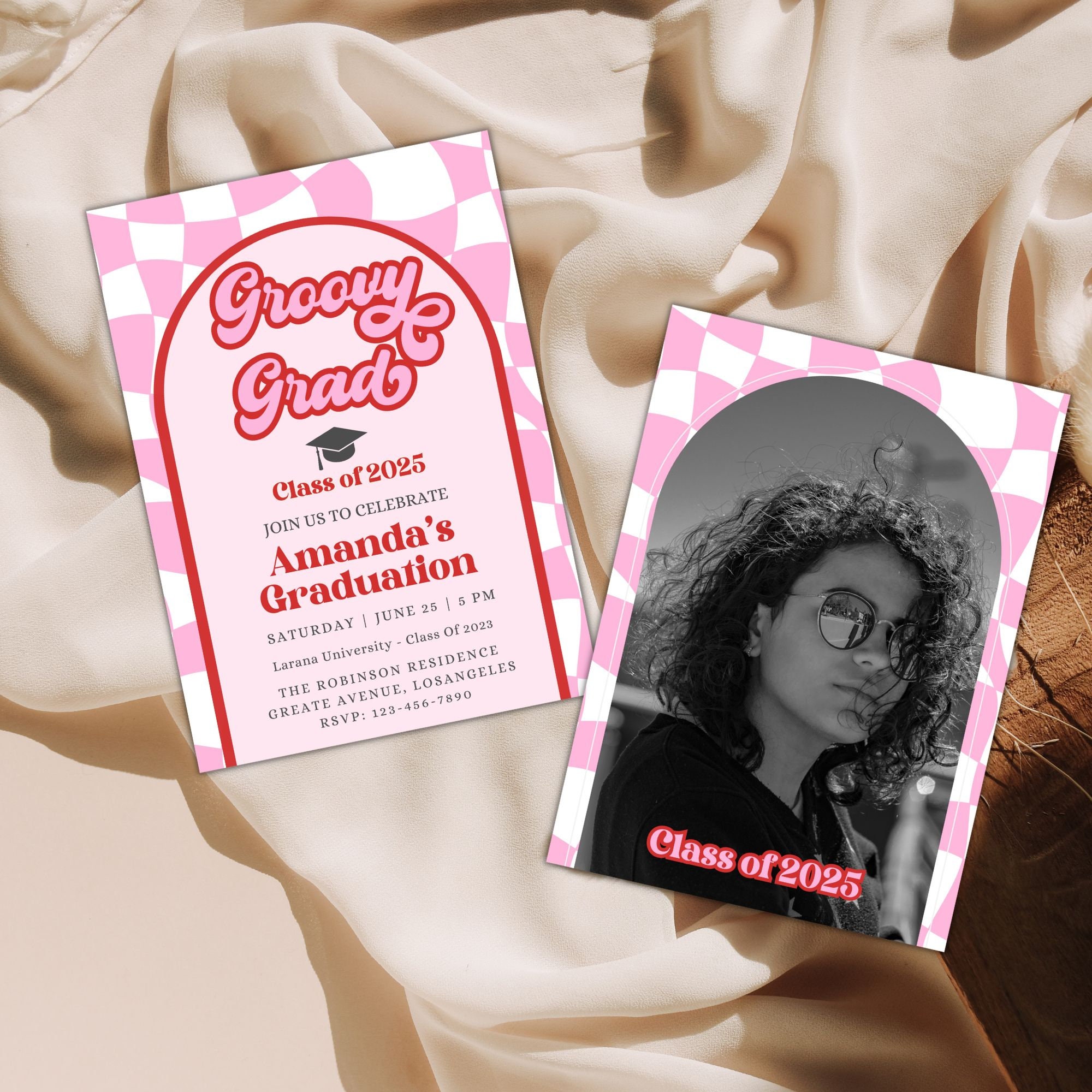 Groovy Grad Graduation Invite Template, Retro Invitation Editable ...