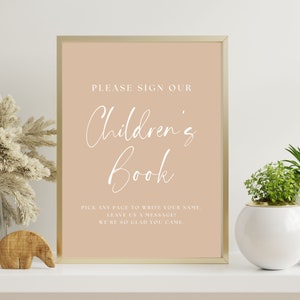 Beige Baby Shower Guest Book Sign: Minimalist Children's Book (digital ...