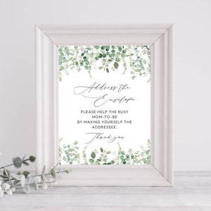 Greenery Baby Shower Sign: Address Envelopes Printable (Digital Download)