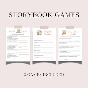 Storybook Baby Shower Games: Scramble & Quiz (Printable PDF)