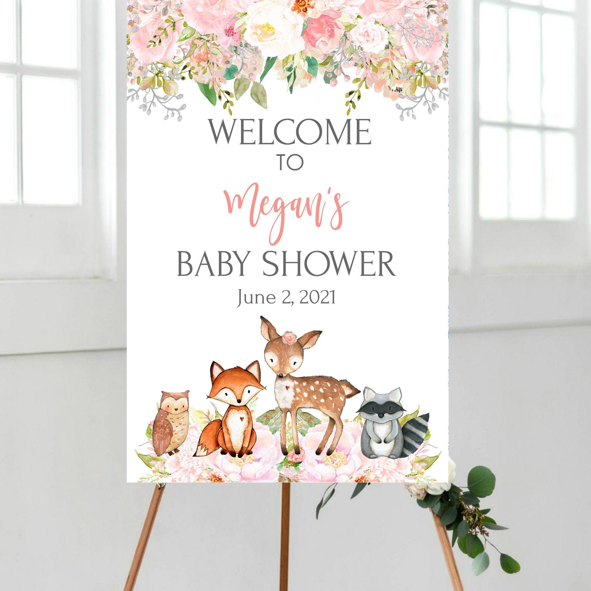 Personalized Sign Woodland Baby Shower Sign Woodland
