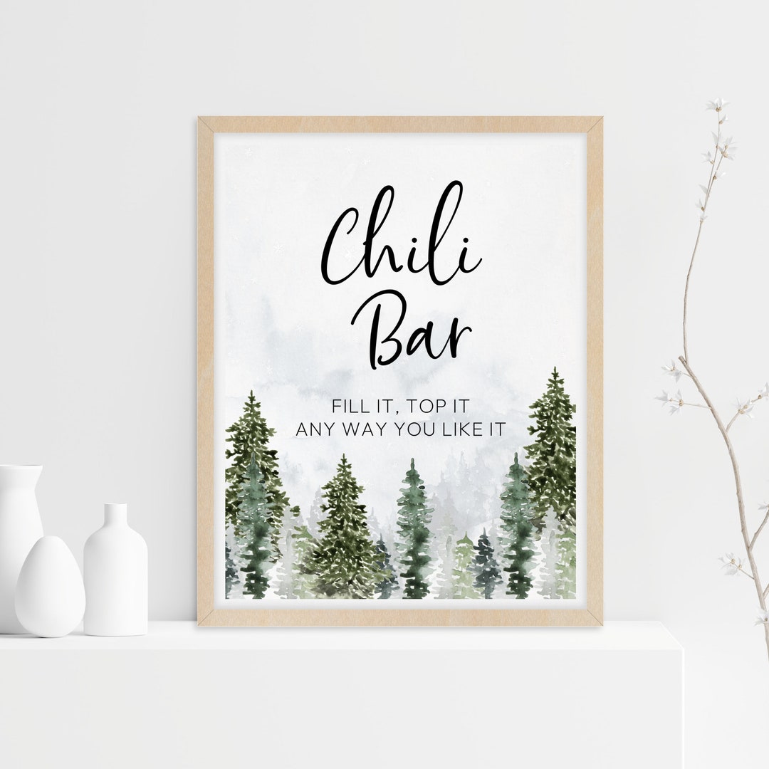 Chili Bar Sign Printable, Adventure Mountain Instant Download Forest ...