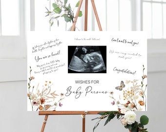 Wildblumen-Ultraschall-Babyparty-Gästebuch: Gartenmotiv (Digital)