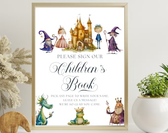 Storybook Baby Shower Guest Book Sign: Fairytale Characters (Digital Download)