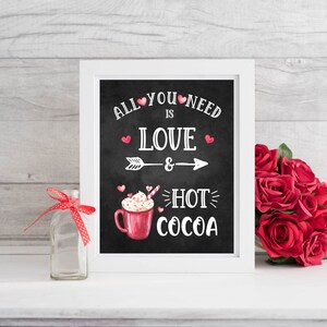 Valentine Hot Cocoa Bar sign, Chalkboard Hot Chocolate party sign, Valentine Hot Chocolate Bar decoration, Instant Download, 2 sizes