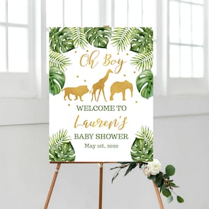 PRINTABLE Safari welcome sign, Baby Shower Welcome Sign, Gold Safari Animal Welcome, Baby Shower Sign, Digital File, Baby Shower Welcome