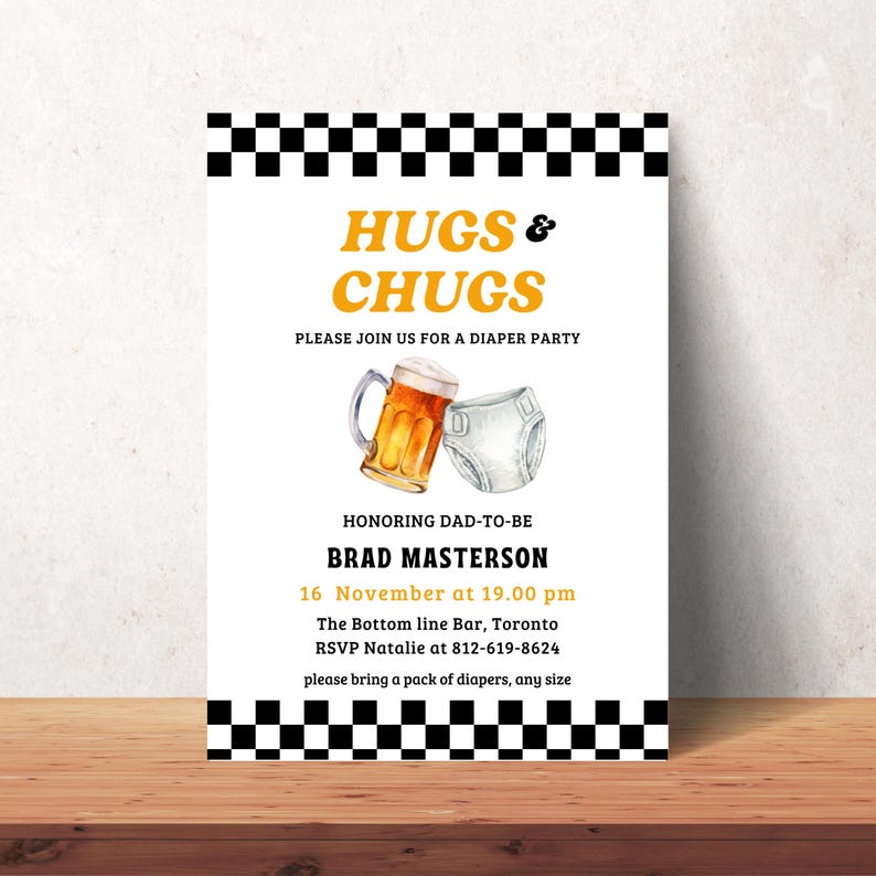 Hug Invitation Diaper Keg Party, Hugs & Chugs Party Invite (digital Download) - Etsy