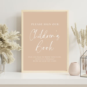 Beige Baby Shower Guest Book Sign: Minimalist Children's Book (digital ...