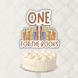 One for the Books Cake Topper: Book Birthday Party Decor (Printable PDF)