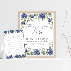 Blueberry Baby Shower Prayer Cards & Poster (Digital Download)