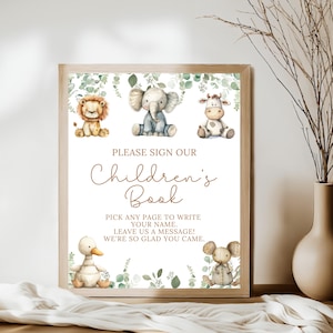 S'il vous plaît signer notre livre pour enfants, signe de livre d'or de baby shower minimaliste et neutre entre les sexes, modèle modifiable de livre pour enfants