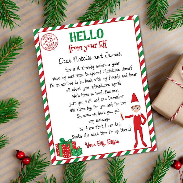 Editable Elf Arrival Letter - North Pole Express Mail- christmas elf letter - Instant Download - Letter from elf Corjl