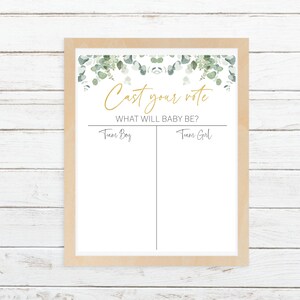 Cast your vote Poster, Instant Download, Greenery Gold minimalist Sign, Gender Reveal Sign, Gender Reveal Printable, He Or She Activity