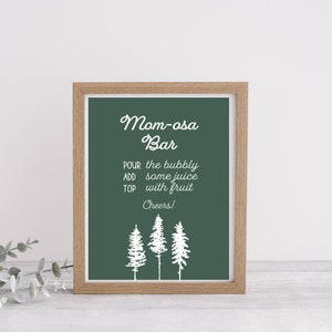 Modern Minimalist Boho Momosa Bar Sign - Printable Instant Download Modern Mimosa Bar Baby Shower Sign - Sage Green Bar Sign