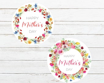 Printable Mothers Day Tag, Happy Mother's Gift Tag, Floral Tag, Circle Printable Tag, Instant Download, Printable