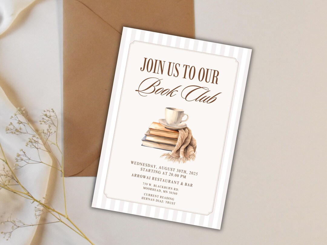 Book Club Party Invitation: Stack of Books Theme (editable Instant ...