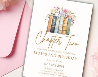 Storybook Birthday Invitation: Book Theme Party, Editable Template (Digital Download)