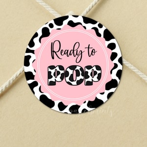 Ready To POP Labels Printable, Cow Favor Toppers, Stickers, Cow pattern Baby Shower Gift Tag, Cupcake Toppers, Instant Download, PRINTABLE