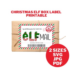 Elf Box Label Printable, Christmas Eve Box Sticker, Elf Mail Red Favor, Elf arrival box, Elf Activities, Instant Download Christmas Eve