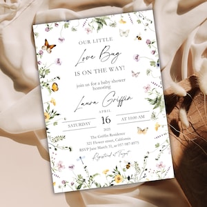 Love Bug Baby Shower Invitation: Wildflower Floral Theme (Digital Download)