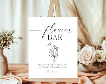 Minimalist Flower Bar Sign: DIY Bouquet, Wedding, Shower (Digital Download)