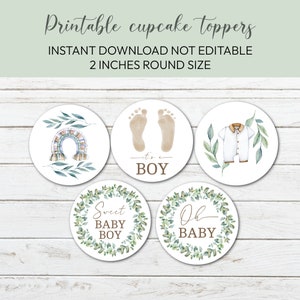Boy Cupcake Toppers, Its a Boy Cupcake, Neutral Printable Baby Shower ...
