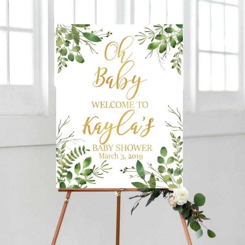 PRINTABLE Greenery Oh Baby Welcome Sign Baby Shower Welcome | Etsy