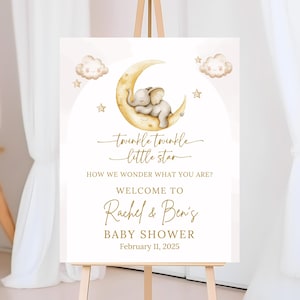 Elephant Baby Shower Welcome Sign: Twinkle Star Theme (Digital Download)