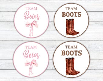 Boots or Bows Gender Reveal Favor Tags: Team Boy or Girl (PRINTABLE)