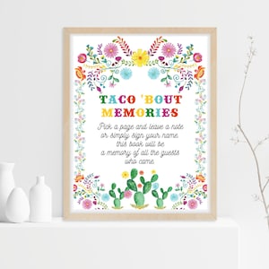 Wybierz stronę i zostaw notatkę Fiesta Memory Book Sign PRINTABLE Taco bout memories Baby Shower Guest Book Alternative, Instant Download